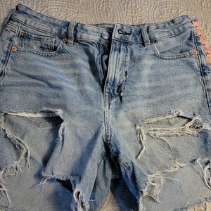 Distressed Light Blue Denim Shorts